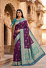 Royal Purple Banarasi Silk Saree Floral Zari Woven Border for Women
