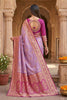 Elegant Lavender Banarasi Silk Saree Floral Zari Woven Border for Women