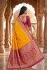Luxury Yellow Banarasi Silk Saree Floral Zari Woven Border for Women