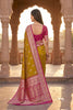 Graceful Olive Green Banarasi Silk Saree Floral Zari Woven Border for Women