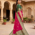 Beautiful Rani Pink Banarasi Silk Saree Floral Zari Woven Border for Women