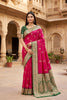 Beautiful Rani Pink Banarasi Silk Saree Floral Zari Woven Border for Women