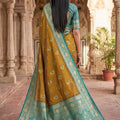 Stunning Olive Green Banarasi Silk Saree Floral Zari Woven Border for Women