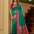 Graceful Teal Green Banarasi Silk Saree Zari Woven for Women
