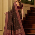Premium Coffee Brown Banarasi Silk Saree Zari Woven for Women