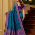 Royal Peacock Blue Banarasi Silk Saree Zari Woven for Women