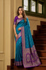 Royal Peacock Blue Banarasi Silk Saree Zari Woven for Women