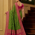 Elegant Olive Green Banarasi Silk Saree Zari Woven for Women