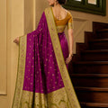 Stylish Magenta Banarasi Silk Saree Zari Woven for Women