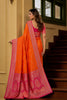 Premium Orange Banarasi Silk Saree Zari Woven for Women