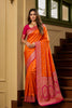 Premium Orange Banarasi Silk Saree Zari Woven for Women