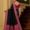 Amazing Black Banarasi Silk Saree Zari Woven for Women