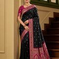Amazing Black Banarasi Silk Saree Zari Woven for Women