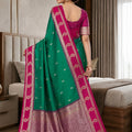 Elegant Teal Green Banarasi Silk Woven Saree and for Women
