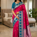 Beautiful Rani Pink Banarasi Silk Woven Saree for Women