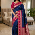 Royal Navy Blue Banarasi Silk Woven Saree for Women