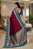 Classic Wine Banarasi Silk Woven Saree for Women