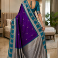 Stylish Purple Banarasi Silk Woven Saree for Women