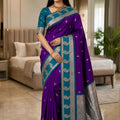 Stylish Purple Banarasi Silk Woven Saree for Women