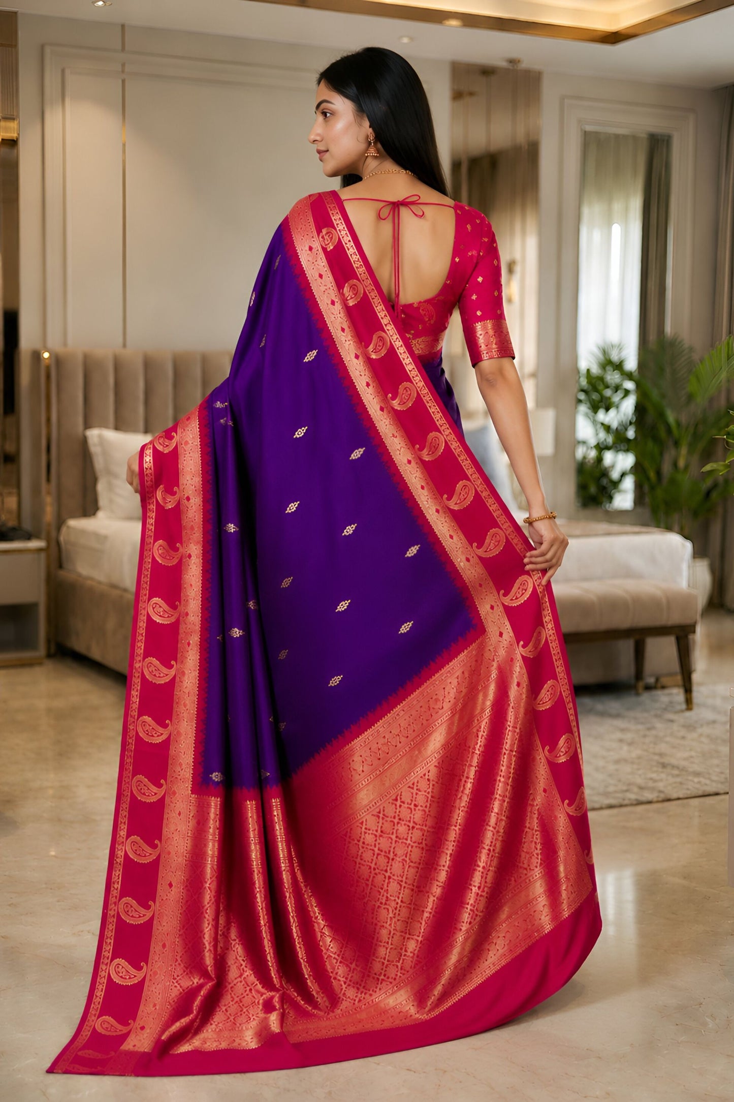 Traditional Purple Banarasi Silk Woven Saree for Women