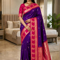 Traditional Purple Banarasi Silk Woven Saree for Women