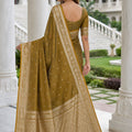 Premium Olive Green Banarasi Silk Weaving Saree Border for Women