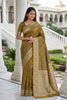 Premium Olive Green Banarasi Silk Weaving Saree Border for Women