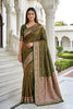 Graceful Olive Green Banarasi Silk Weaving Saree Border for Women