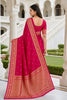 Traditional Rani Pink Banarasi Silk Weaving Saree Border for Women