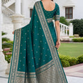 Designer Teal Green Banarasi Silk Weaving Saree Border for Women