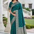 Designer Teal Green Banarasi Silk Weaving Saree Border for Women