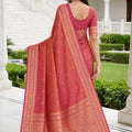 Royal Peach Pink Banarasi Silk Weaving Saree Border for Women