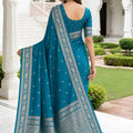 Amazing Peacock Blue Banarasi Silk Weaving Saree Border for Women