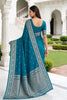 Amazing Peacock Blue Banarasi Silk Weaving Saree Border for Women