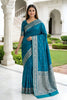 Amazing Peacock Blue Banarasi Silk Weaving Saree Border for Women