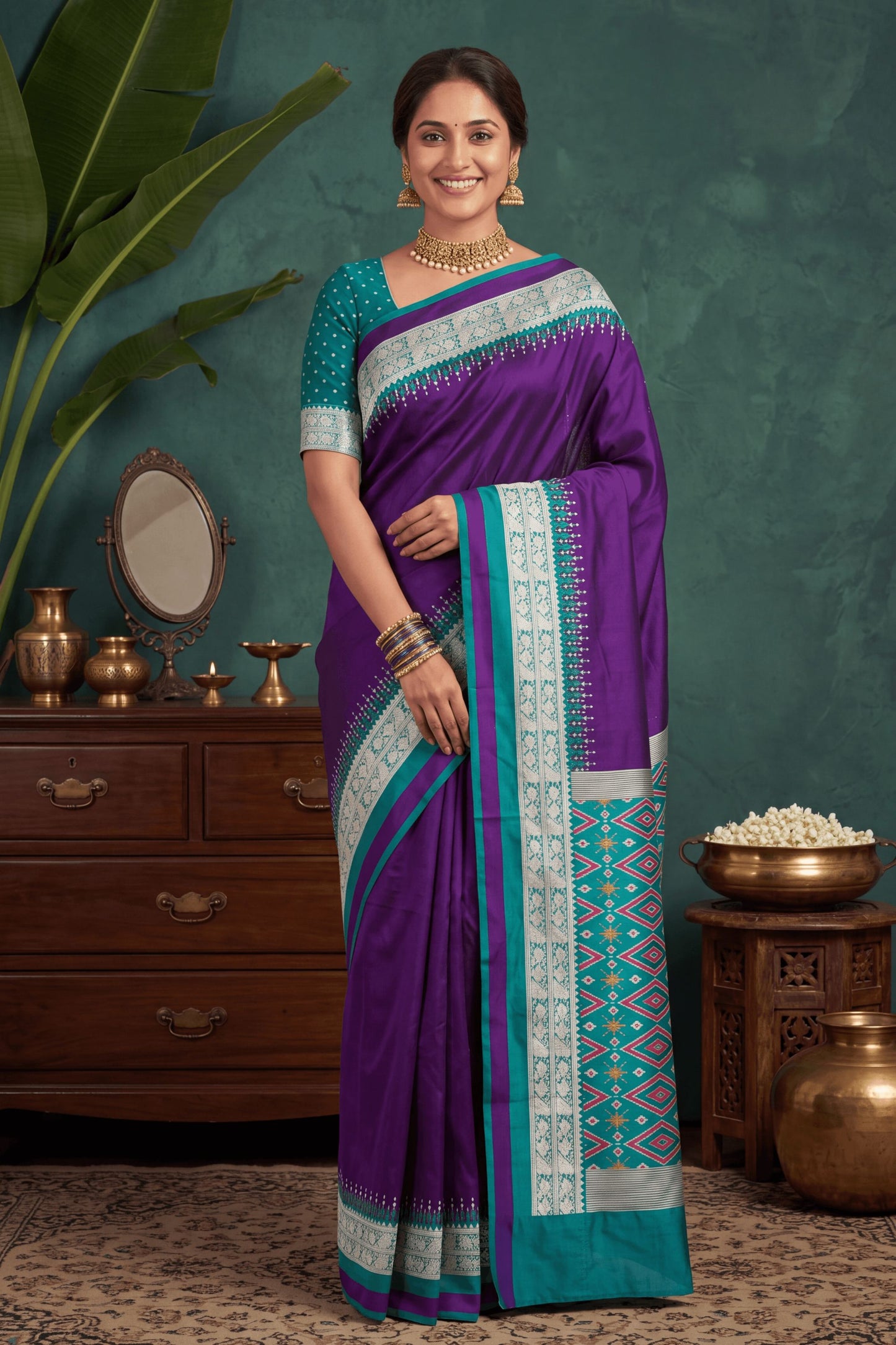 Elegant Purple Banarasi Silk Woven Saree for Women