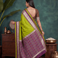 Graceful Lime Green Banarasi Silk Woven Saree for Women