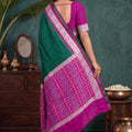 Traditional Bottle Green Banarasi Silk Woven Saree for Women