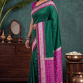 Traditional Bottle Green Banarasi Silk Woven Saree for Women