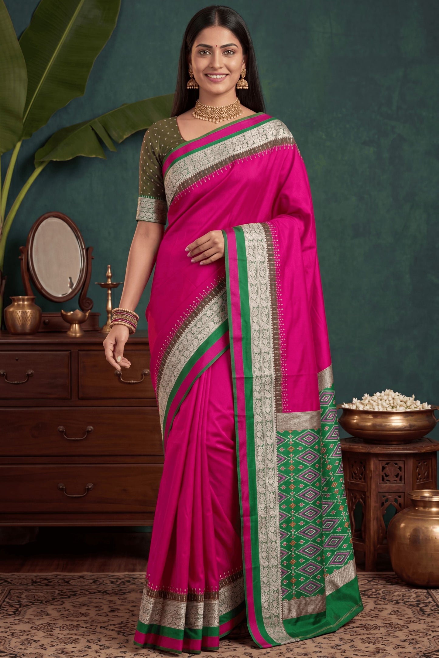 Amazing Rani Pink Banarasi Silk Woven Saree for Women