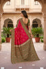 Beautiful Rani Pink Silk Blend Ikkat Pattern Woven Work Saree for Women