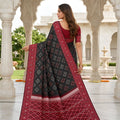 Premium Black Silk Blend Ikkat Pattern Woven Work Saree for Women