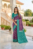 Lovely Purple Silk Blend Ikkat Pattern Woven Work Saree for Women