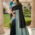 Premium Black Banarasi Silk Woven Saree for Women