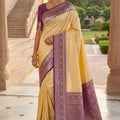 Stylish Cream Banarasi Silk Woven Saree for Women