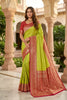 Stylish Lime Green Banarasi Silk Woven Saree for Women
