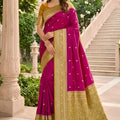 Luxury Rani Pink Banarasi Silk Woven Saree for Women