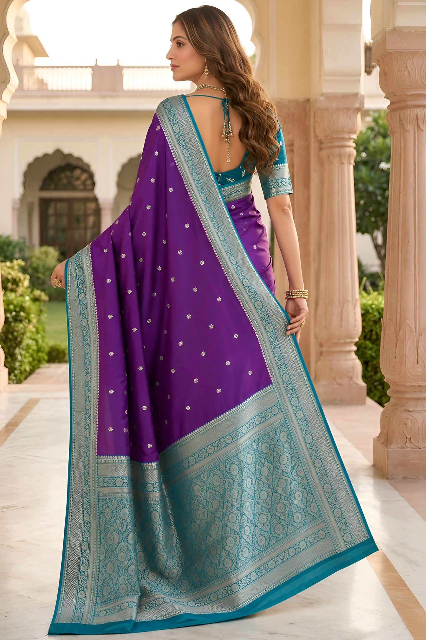 Stunning Purple Banarasi Silk Woven Saree for Women