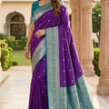 Stunning Purple Banarasi Silk Woven Saree for Women