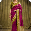Luxury Rani Pink Banarasi Silk Woven Saree Meenakari Motif for Women